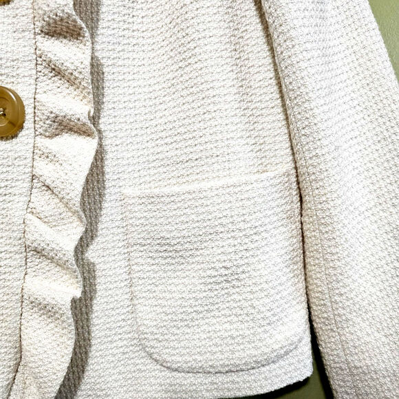 J. Crew Blazer Women's Irovy Wool Blend Button Up Ruffles Lined Size 2 - Picture 4 of 8